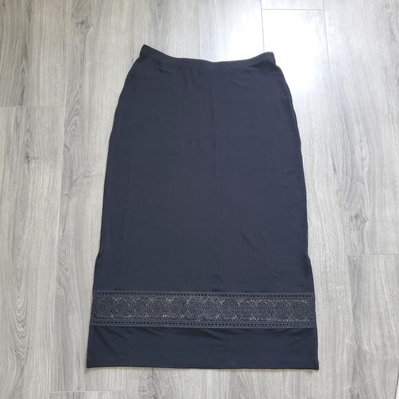 Chicos Travelers Jacket Skirt Set Womens L /2 Lace Trim Open Front Career Whimsy - Picture 3 of 13